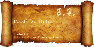 Balázs Hilda névjegykártya